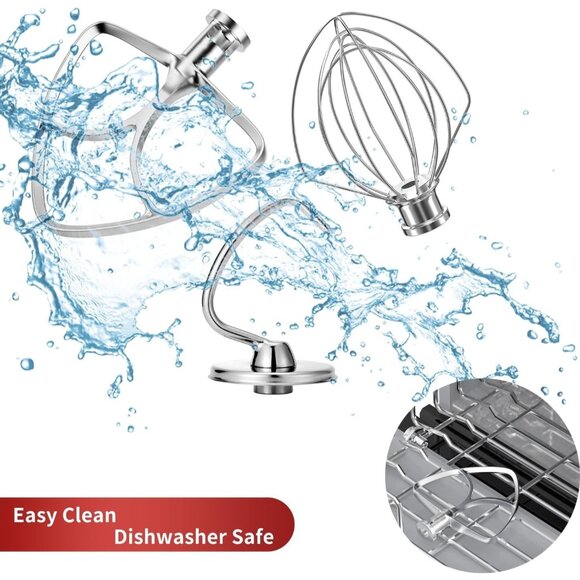 Stainless Steel Stand Mixer Attachments 3-Piece Set for KitchenAid 4.5–5 Qt - Picture 4 of 7